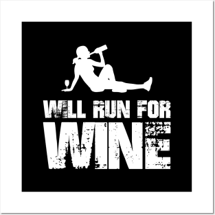 Will Run for Wine - female runner Posters and Art